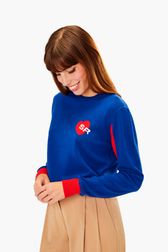 Women - Heart Sweater, Baby blue details view 1