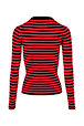 Women Multicoloured Striped Rib Sock Knit Sweater Black/red back view