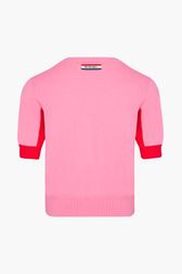 Women - Heart Short Sleeve Sweater, Pink back view