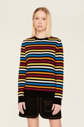 Women Maille - Women Iconic Multicolor Striped Sweater, Multico iconic striped front worn view