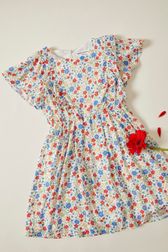 Girls - Floral Print Girl Short Dress, Multico details view 2