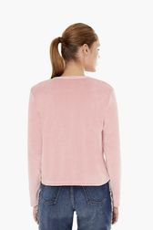 Women - Women Velvet Cardigan, Pink back worn view