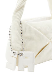 Camera Demi-Pull medium knit bag Cream details view 1