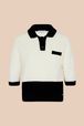 Women - Women Cotton Knit Oversize Polo Shirt, Ecru front view