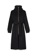 Femme Uni - Manteau long double face en laine et cachemire noir, Noir vue de face