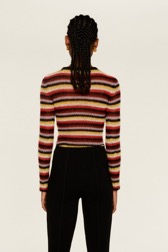 Women Maille - Women Striped Fluffy Bodysuit, Multico crea back worn view