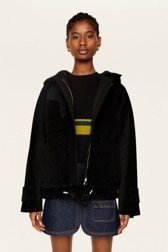Women Solid - Women Velvet Jacket, Black front worn view