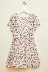 Girls - Floral Print Girl Short Dress, Multico front view