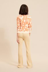 Femme - Pull coton motif graphique femme, Orange vue portée de dos