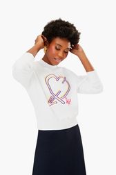 Femme - Sweatshirt crop cœur, Blanc vue de détail 1