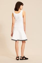 Women - Twisted Mesh Tailored Tank Dress, White back worn view