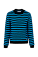 Women Raye - Women Big Poor Boy Striped Sweater, Striped black/pruss.blue front view