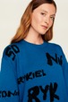 Women Maille - Women Sonia Rykiel logo Wool Grunge Sweater, Blue duck details view 2