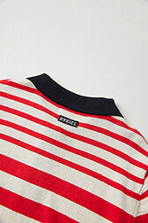 Girls Printed - Striped Girl Long Sleeve Polo Knit, Red/vanilla details view 2