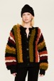 Femme Maille - Blouson en laine rayures multicolres effet bouclette femme, Multico raye crea vue portée de face