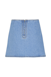 Women Stonewashed - Women Denim Mini Skirt, Stonewashed indigo back view
