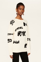 Women Maille - Women Sonia Rykiel logo Wool Grunge Sweater, Ecru details view 1