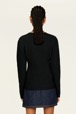 Women Maille - Removable Flowers Sweater, Black back worn view