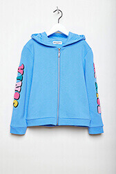 Girls Solid - Girl Zipped Sweatshirt , Blue front view