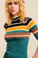 Women - Women Multicolor Short Sleeve Pullover, Baby blue front worn view