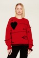 Women Maille - Women Charms Intarsia Wool Sweater, Red front worn view