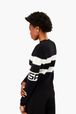 Women - SR Heart Long Sleeve Sailor Sweater, Black back worn view