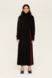 Jupe godet longue laine bicolore femme Noir vue portée de face