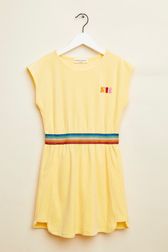 Girls - Velvet Girl Short Dress, Light yellow front view