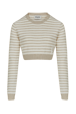 Women Raye - Women Two-Colour Crop Top, Striped ecru/beige front view