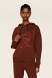 Women Solid - Cotton Jersey Hoodie, Chocolate front worn view