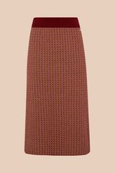 Women - Mi-Long Signature Skirt with Geometric patterns, Brun front view