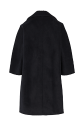 Women Velvet Long Coat Black back view