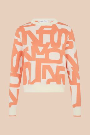 Women - Long Sleeve Graphic Pullover, Orange front view