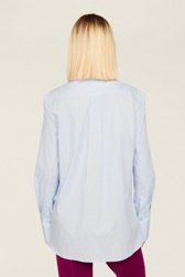 Women Solid - Women Poplin Shirt, Baby blue back worn view