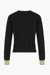 Women - Knitted Long Sleeve Sweater, Black back view