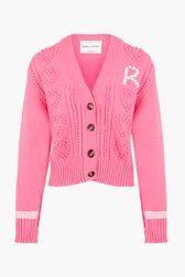 Women - Pink Hearts cardigan, Pink front view