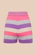 Women - Women Pastel Multicolor Striped Wool Shorts, Lilac back view