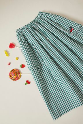 Girls - Gingham Girl Long Skirt, Green details view 1