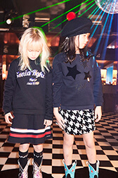 Girls Solid - Girl Short Skirt, Black front worn view
