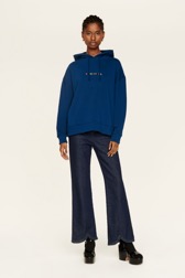 Women Solid - Multicolored Signature Hoodie, Prussian blue details view 1