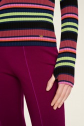 Women Maille - Women Multicolor Striped Sweater, Multico black striped details view 4