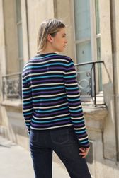 Women - Striped Sweater with Long Sleeves, Purple back view