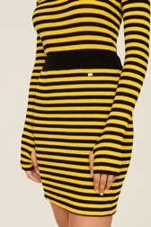 Mini jupe chaussette rayée femme Raye noir/moutarde vue de détail 2