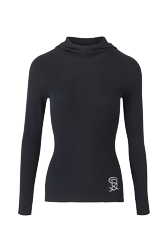 Women Maille - Ribbed Wool Hoodie, Black front view