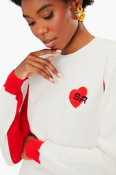 Women - Heart Sweater, White details view 2