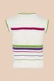 Women - Openwork tank top with multicolored stripes, Ecru back view