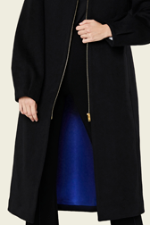 Femme Uni - Manteau long double face en laine et cachemire noir, Noir vue de détail 2