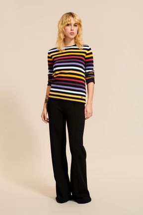 Women Multicolor Striped Sweater Black details view 1