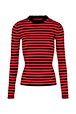 Women Multicoloured Striped Rib Sock Knit Sweater Black/red front view