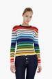 Women - Multicolored Striped Long Sleeve Sweater, Multico front view